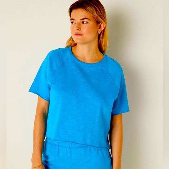 PINK Victoria's Secret Tops - Pink SUMMER LOUNGE COTTON SHORT SLEEVE T-SHIRT in blue marine Size large